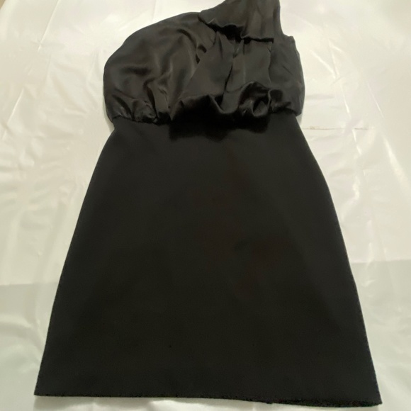A/X Armani Exchange One Shoulder Zipper Black Cocktail Party Dress Size 2 Club - Picture 10 of 13